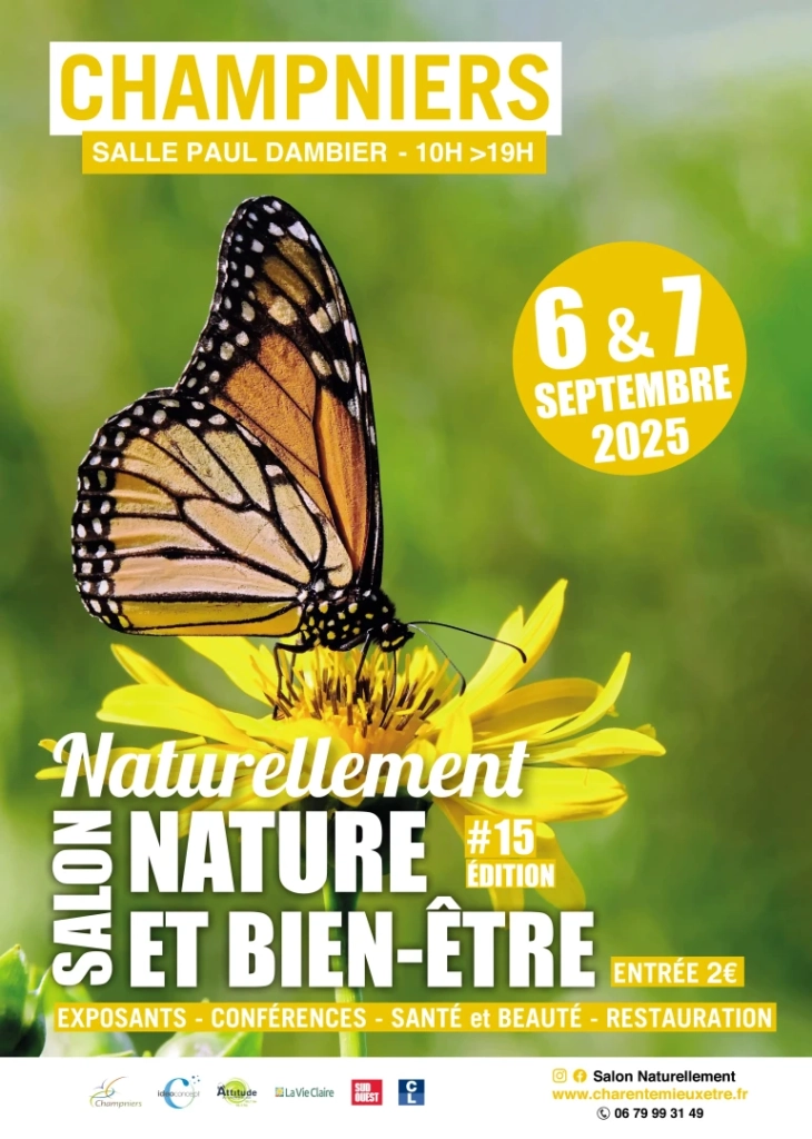 Affiche 15ème SALON NATURELLEMENT CHAMPNIERS 6 & 7 SEPTEMBRE 2025